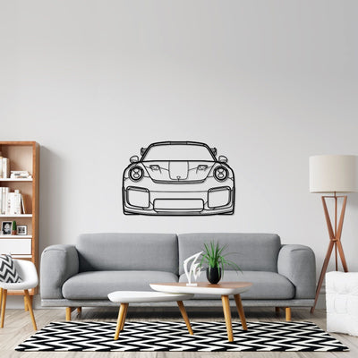911 GT2 RS model 991 Front Silhouette Metal Wall Art