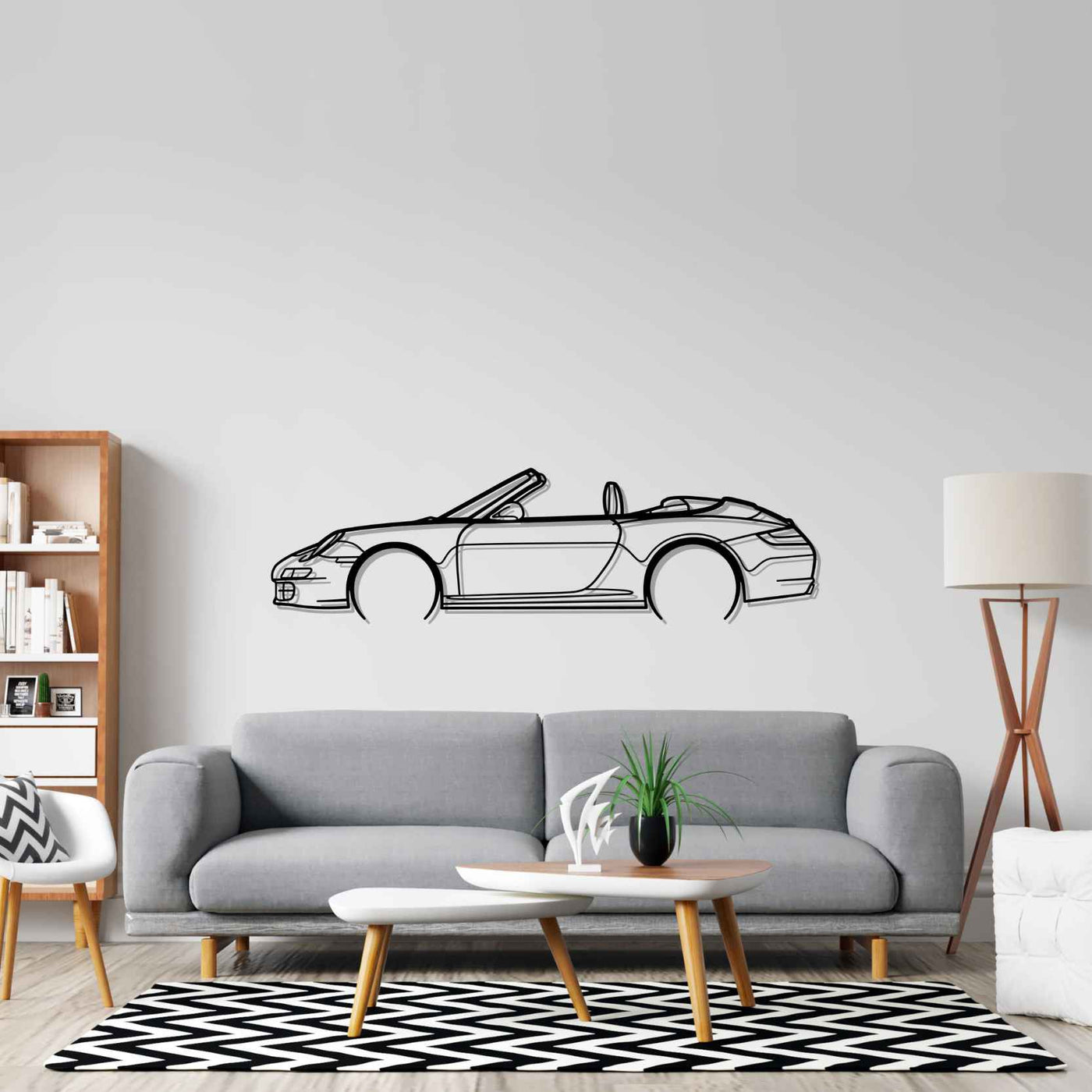 911 Cabrio model 997 Detailed Silhouette Metal Wall Art