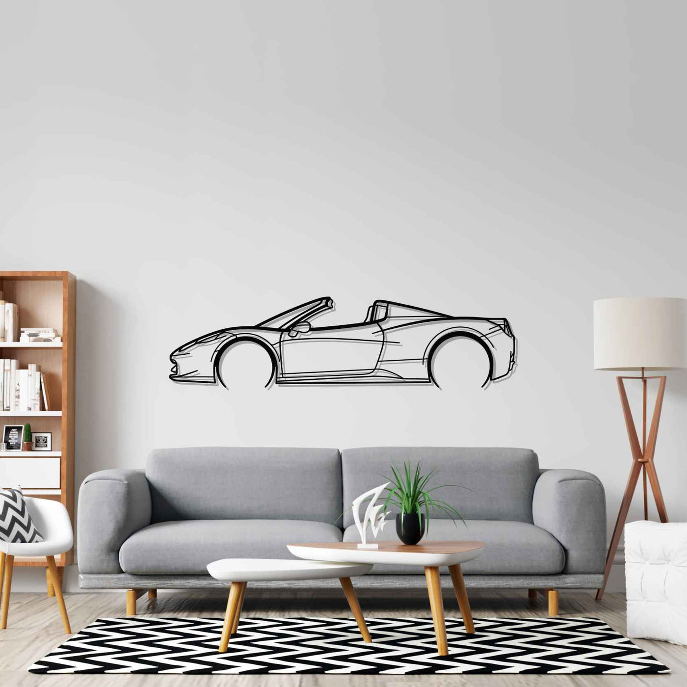 458 Spider 2015 cabrio Detailed Silhouette Metal Wall Art