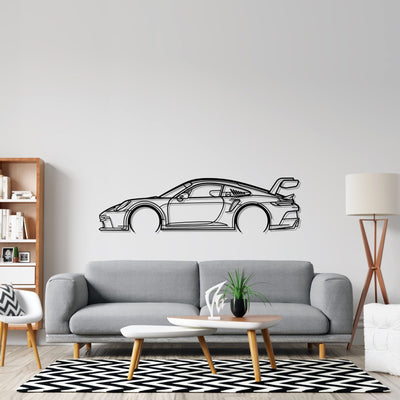 911 GT3 Cup model 992 Detailed Silhouette Metal Wall Art