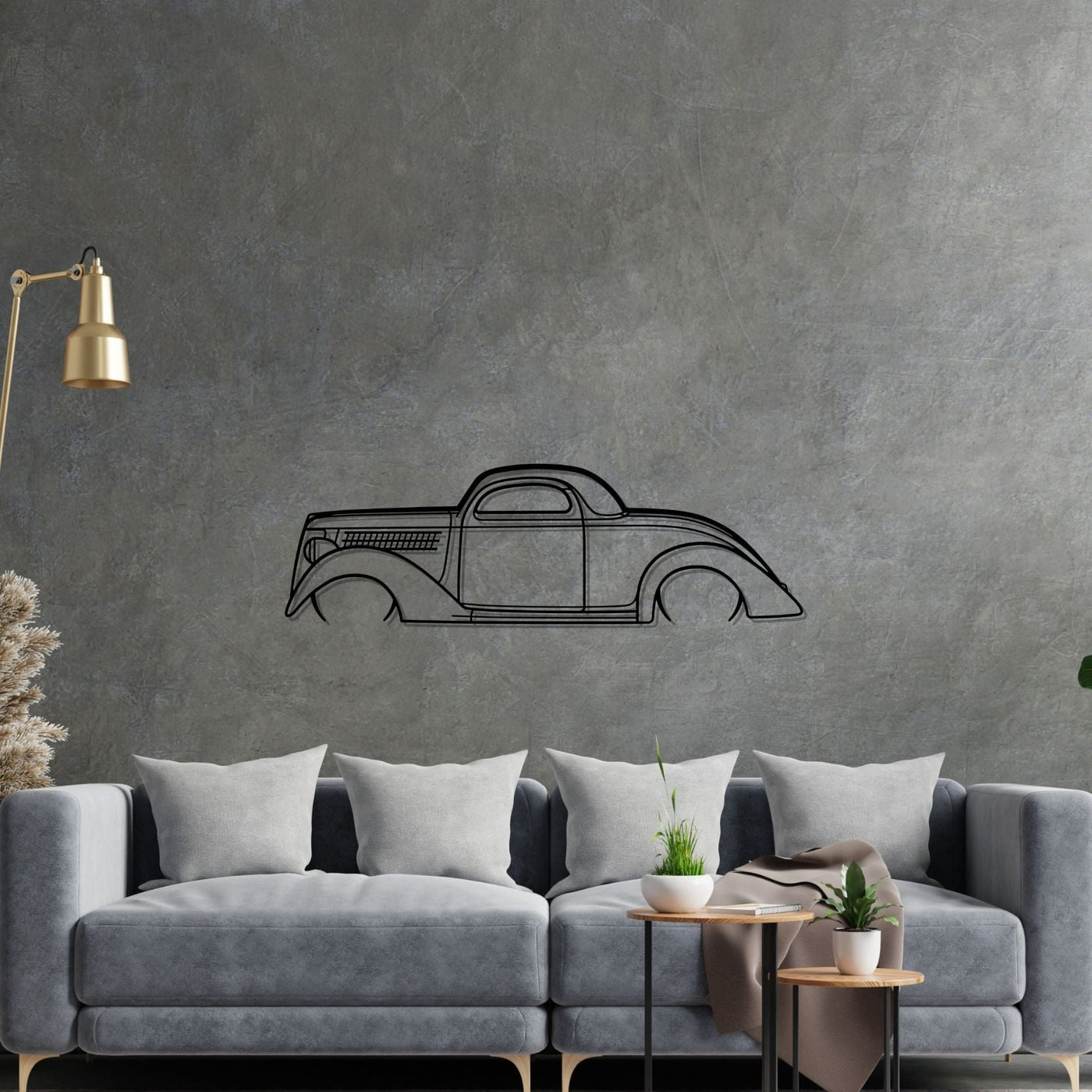 Coupe 1936 Detailed Silhouette Metal Wall Art