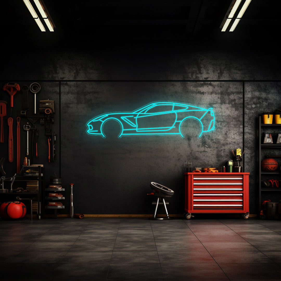 Corvette C7 Neon Silhouette