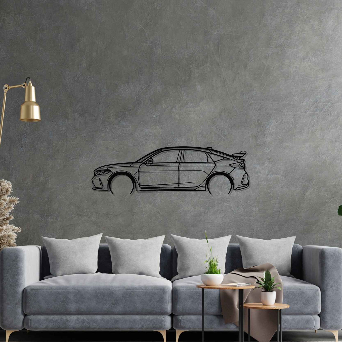 Civic Type R FL5 2023 Detailed Silhouette Metal Wall Art
