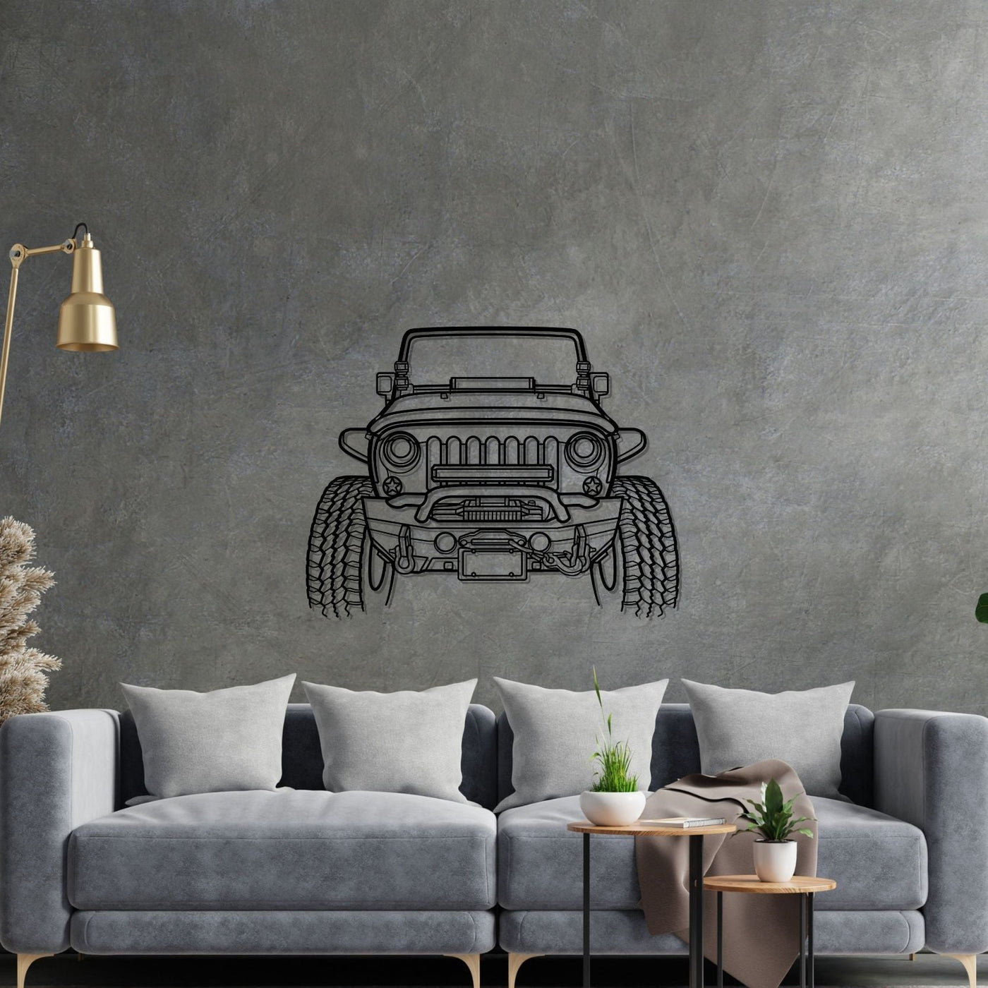 Wrangler Offroad Front Silhouette Metal Wall Art