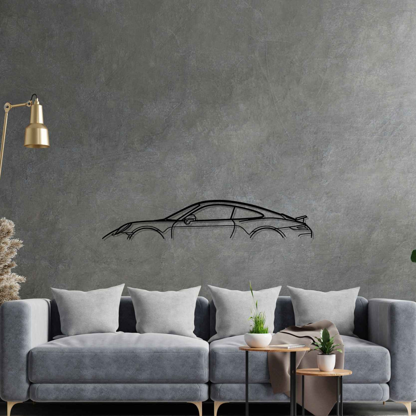 911 Model 991 GT3 Touring Classic Silhouette Metal Wall Art