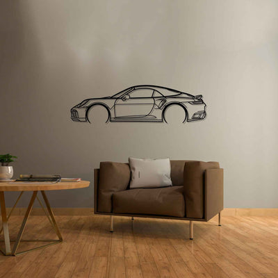 911 Turbo S Model 992 2020 Detailed Silhouette Metal Wall Art