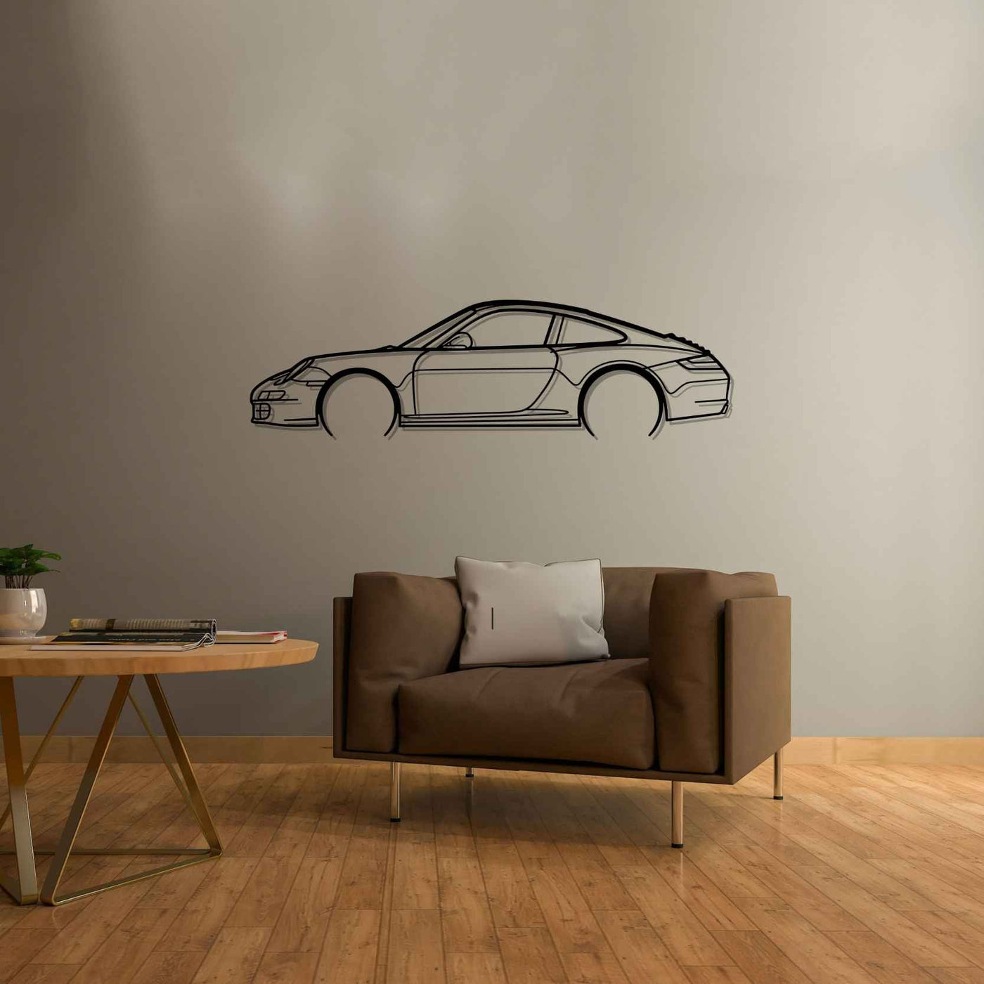 911 model 997 Detailed Silhouette Metal Wall Art