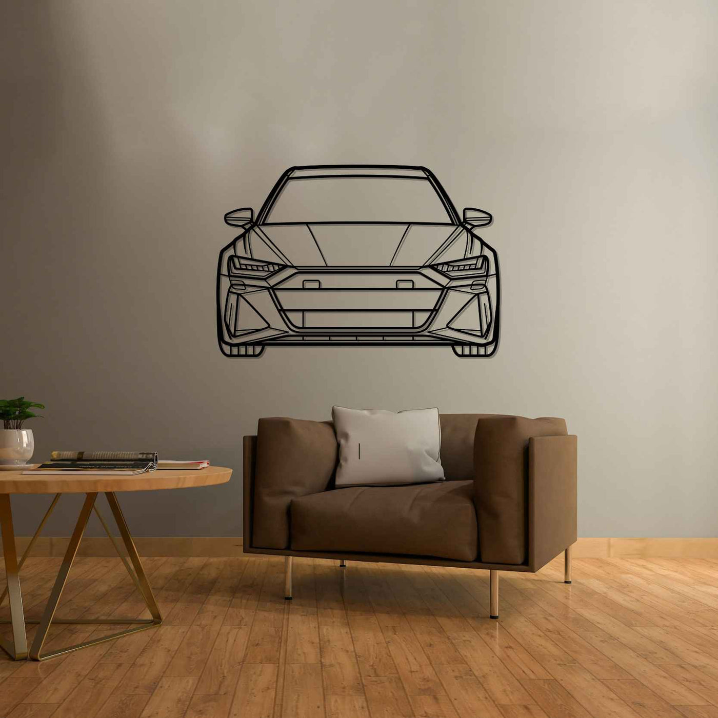 RS6 2023 Front Silhouette Metal Wall Art