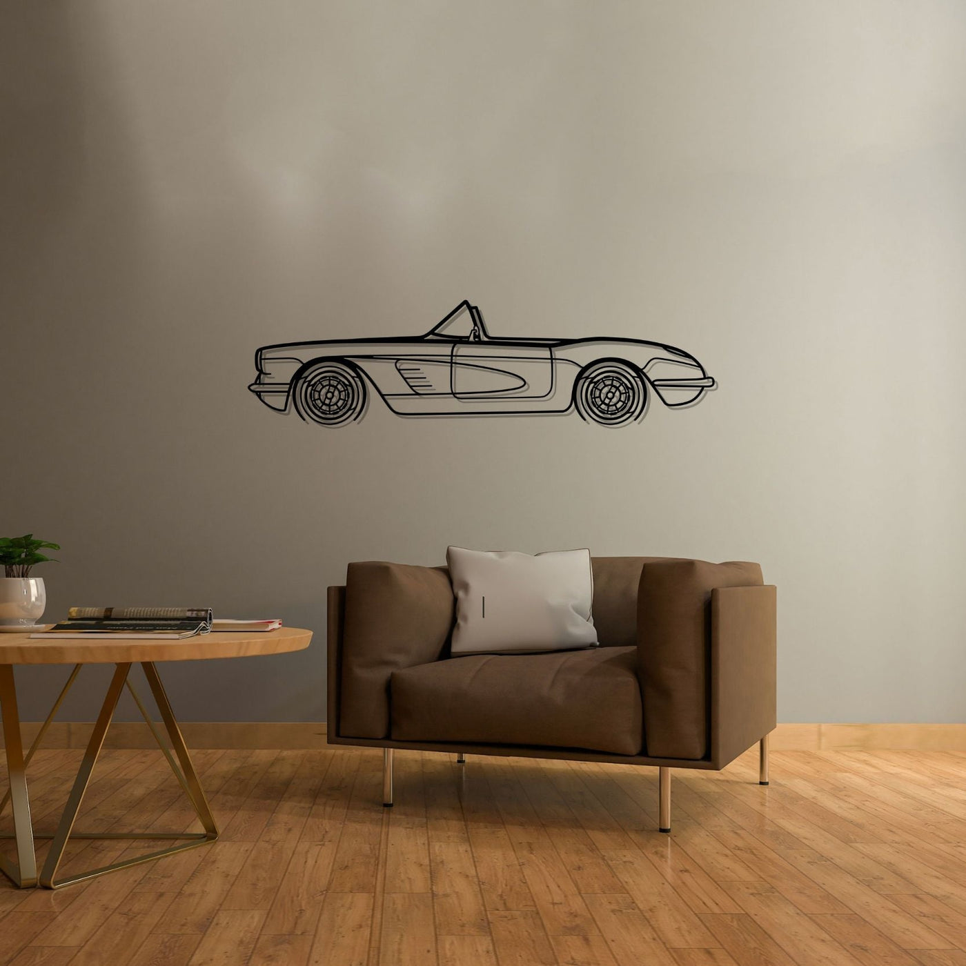 Corvette C1 1960 Detailed Silhouette Metal Wall Art