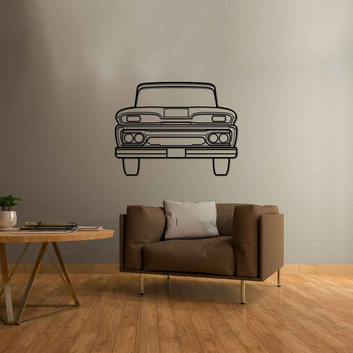 C10 1961 Front Silhouette Metal Wall Art