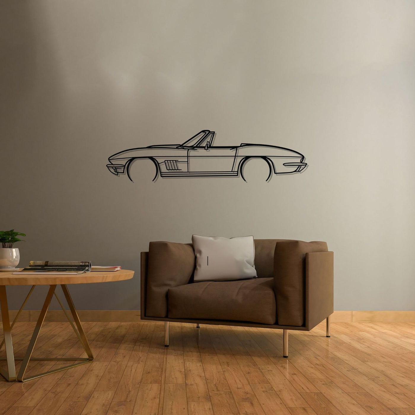 Corvette c2 Convertible 1967 Detailed Silhouette Metal Wall Art