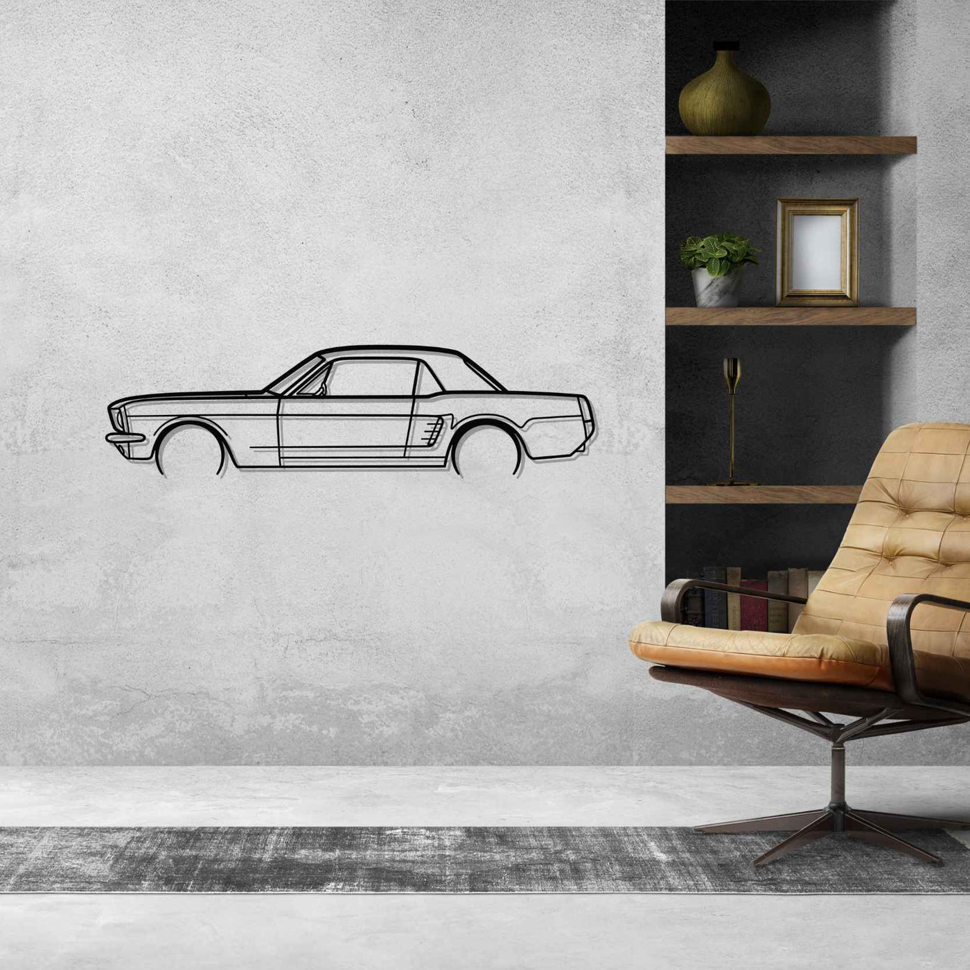 Mustang coupe 1966 Detailed Silhouette Metal Wall Art