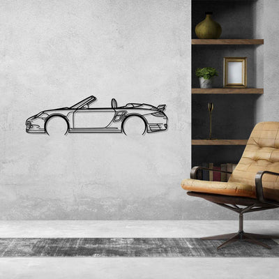 911 Model 997 Turbo Convertible 2008 Detailed Silhouette Metal Wall Art