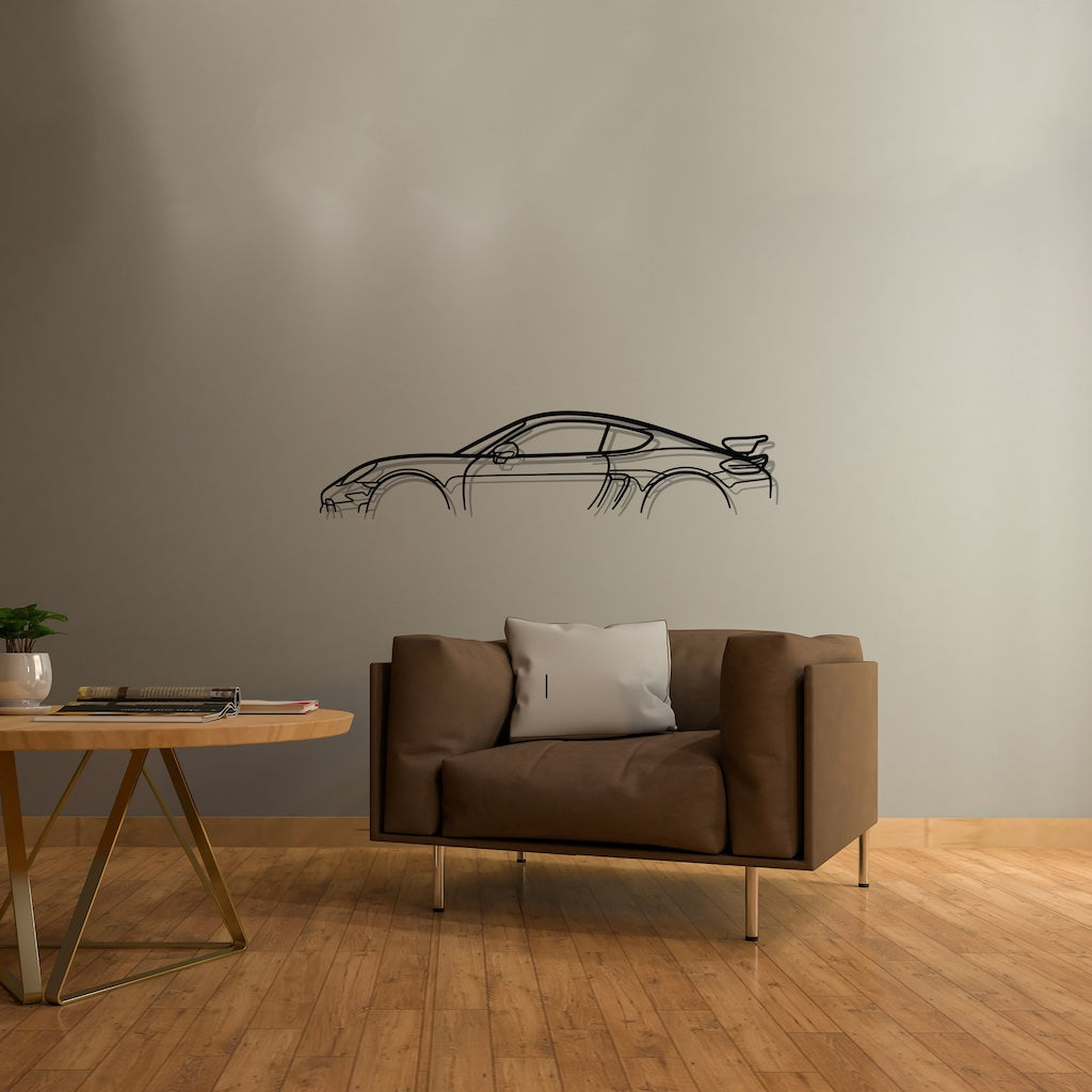 718 Cayman GT4 Classic Silhouette Metal Wall Art