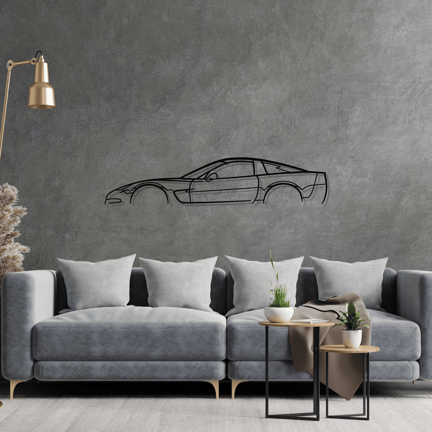 Corvette c5 Classic Silhouette Metal Wall Art