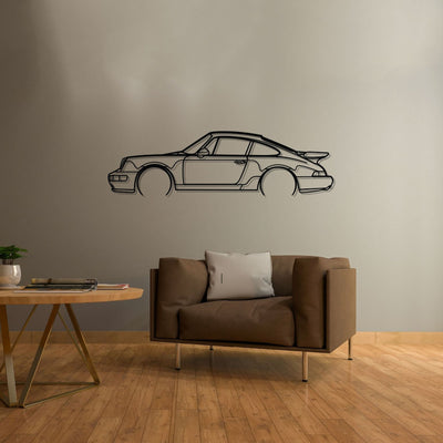 911 Turbo model 964 Detailed Silhouette Metal Wall Art