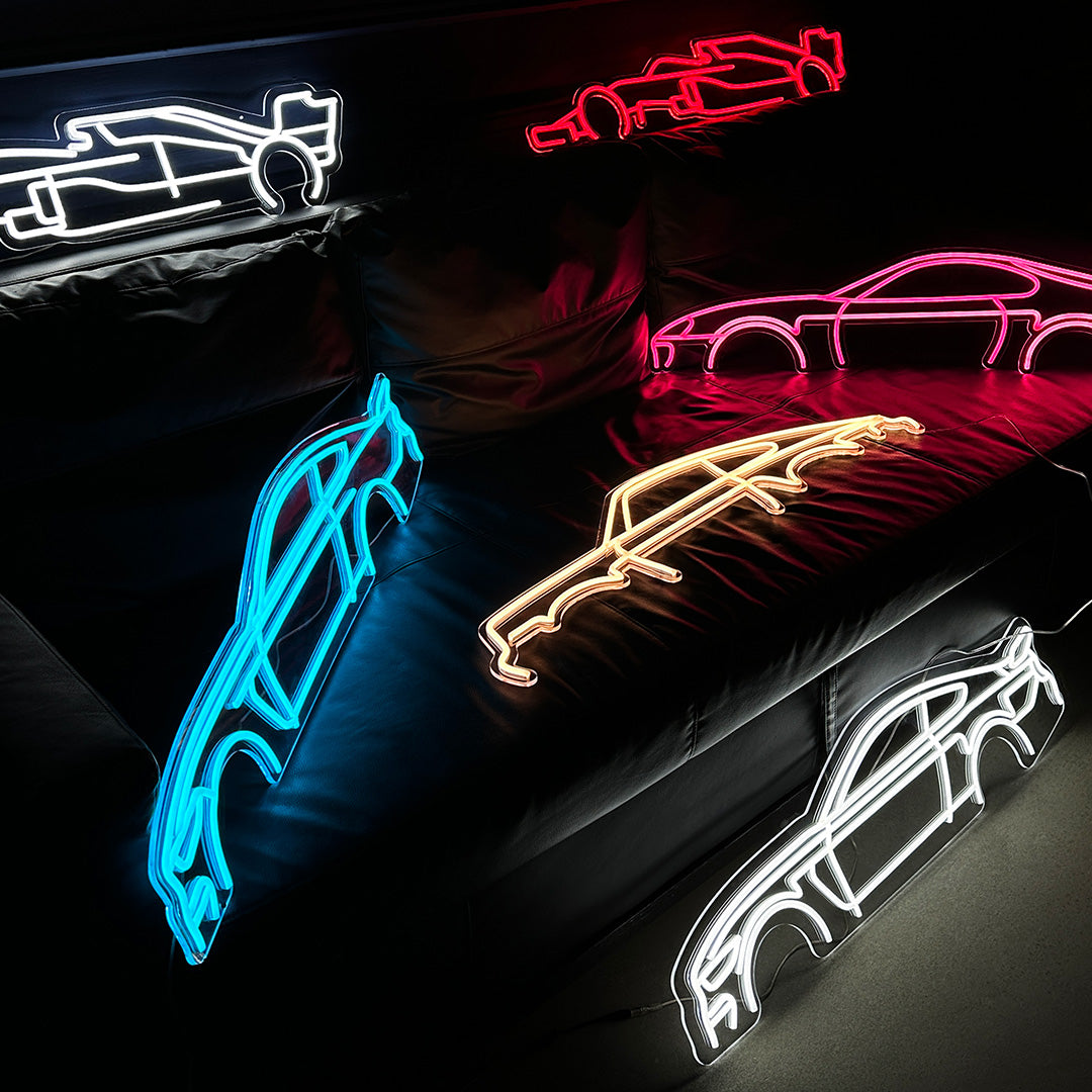 Mustang 2021 Detailed Neon Silhouette