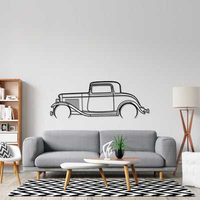 3 Window Coupe 1932 Detailed Silhouette Metal Wall Art