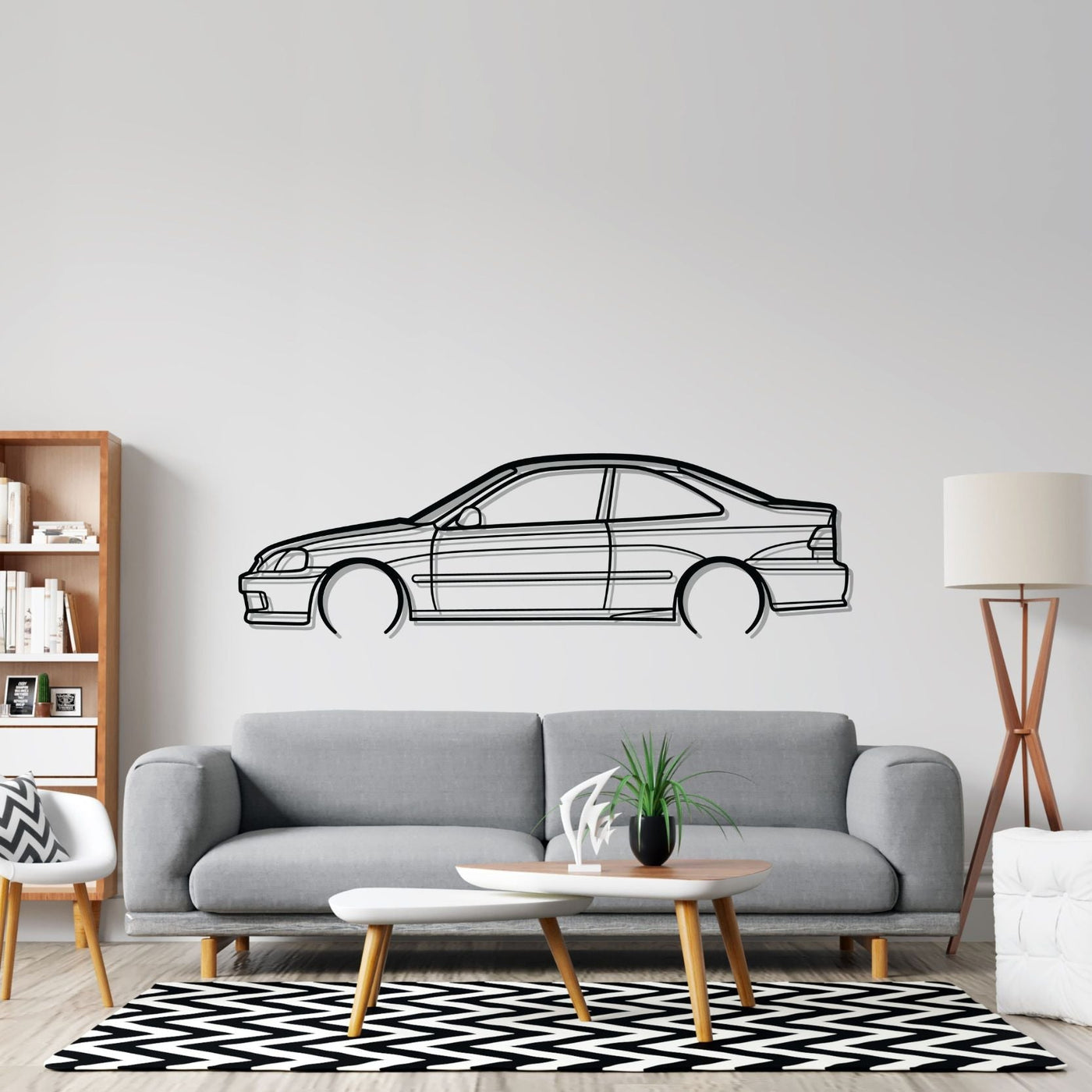 Civic Coupe 1999 Detailed Silhouette Metal Wall Art