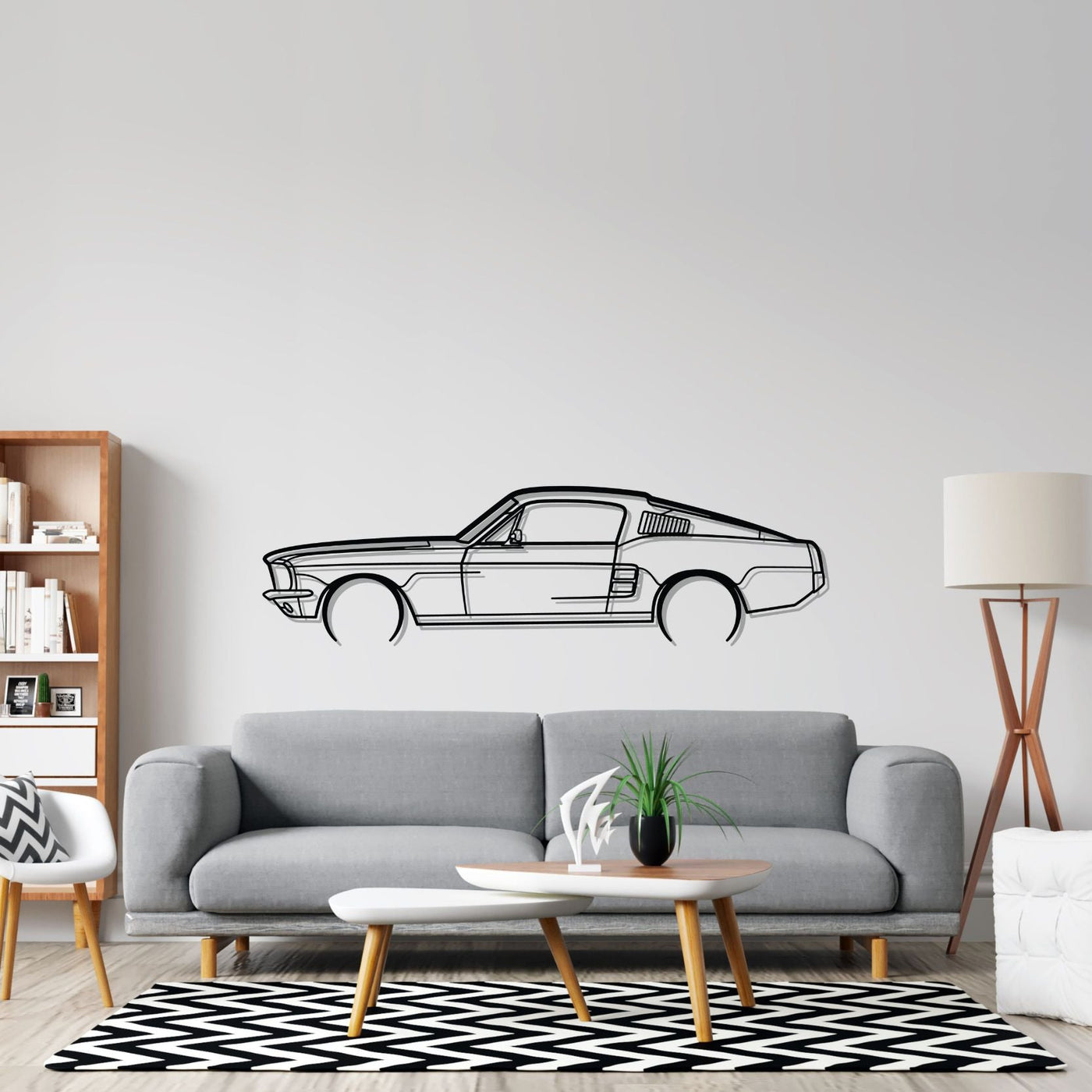 Mustang GT Fastback 390s Detailed Silhouette Metal Wall Art