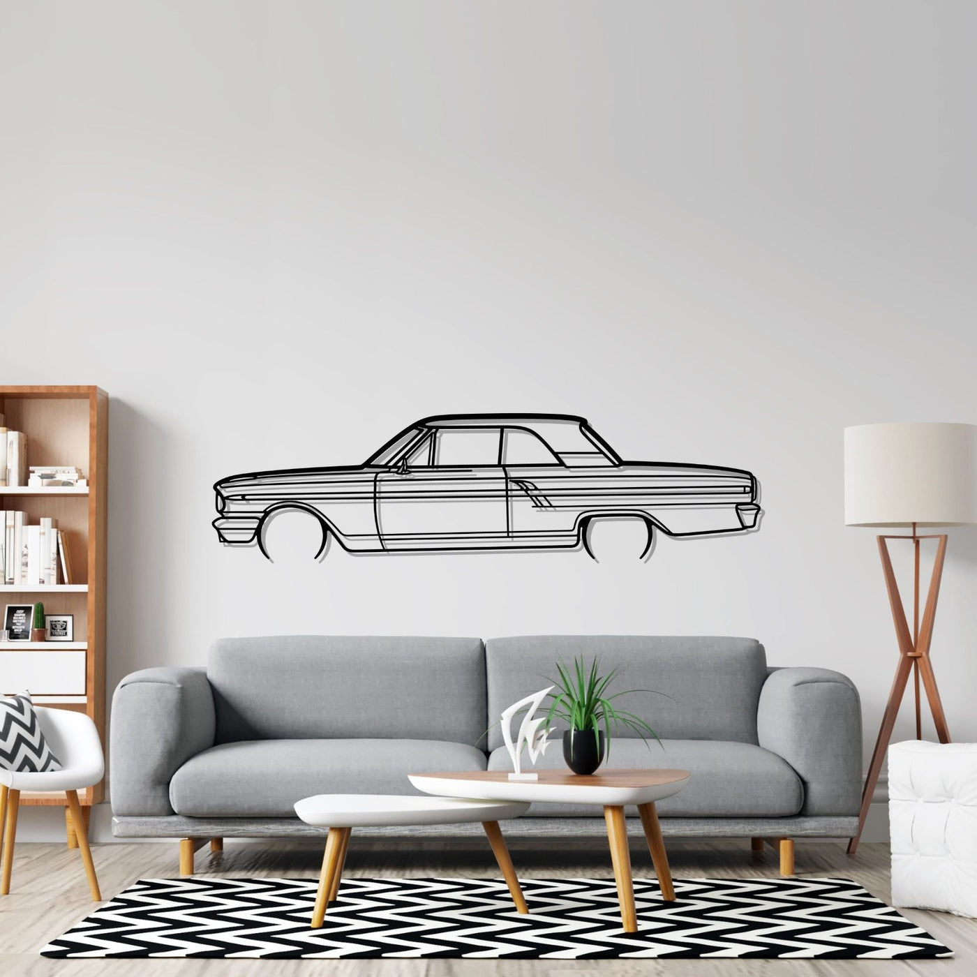 Fairlane Coupe 1964 Detailed Silhouette Metal Wall Art