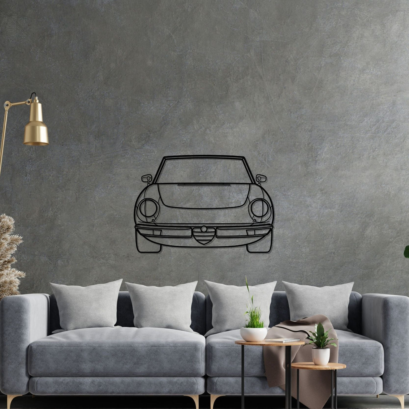 Alfa Spider Front Silhouette Metal Wall Art