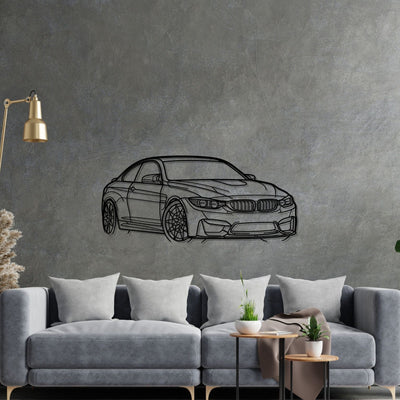 M4 F82 Front Angle Silhouette Metal Wall Art