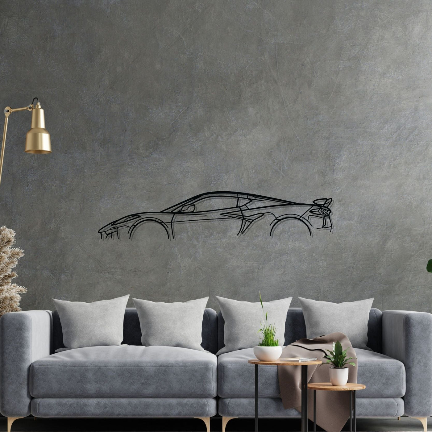 Corvette C8 Z06 Classic Silhouette Metal Wall Art