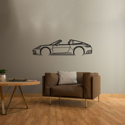 911 Targa model 992 Detailed Silhouette Metal Wall Art