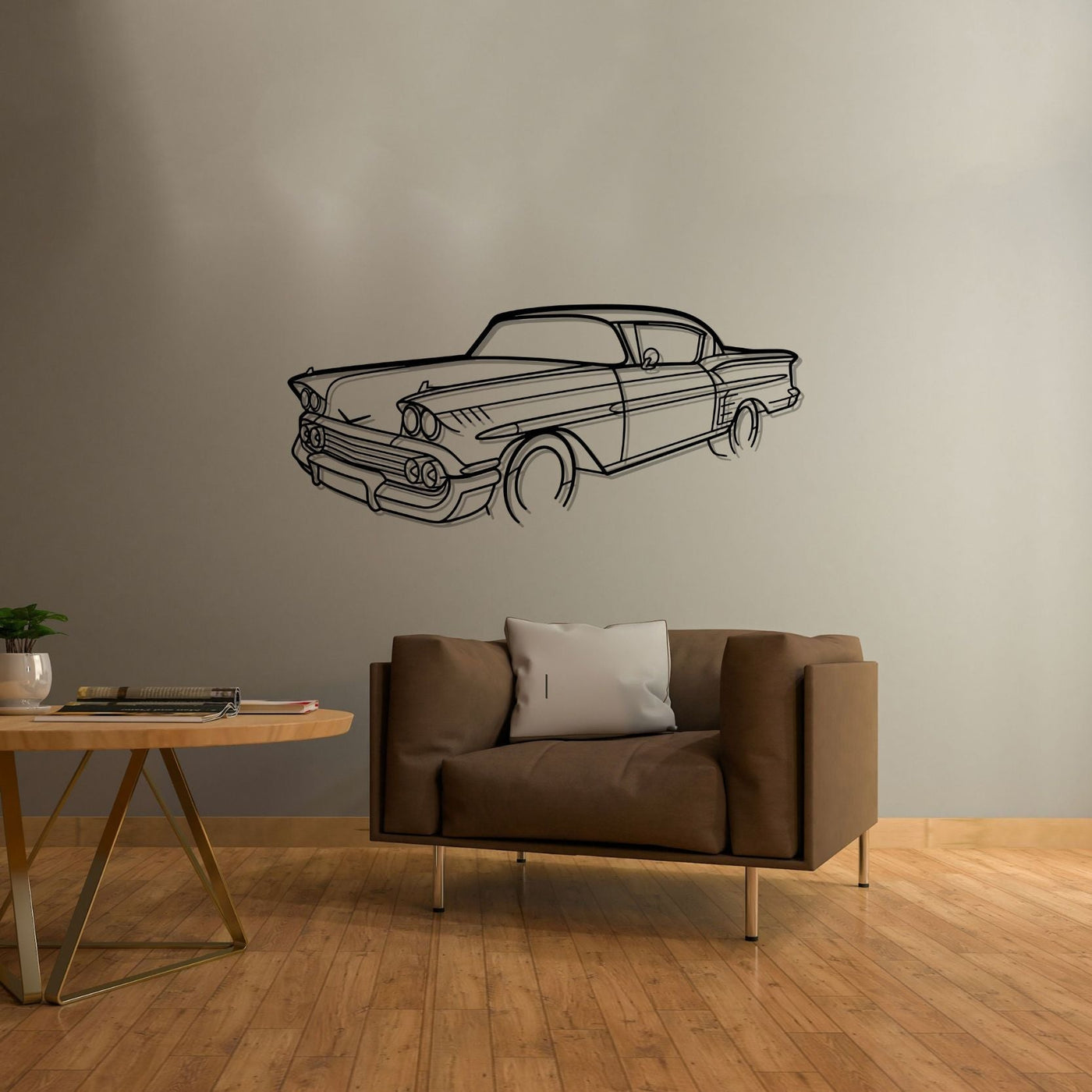 Impala 1958 Angle Silhouette Metal Wall Art