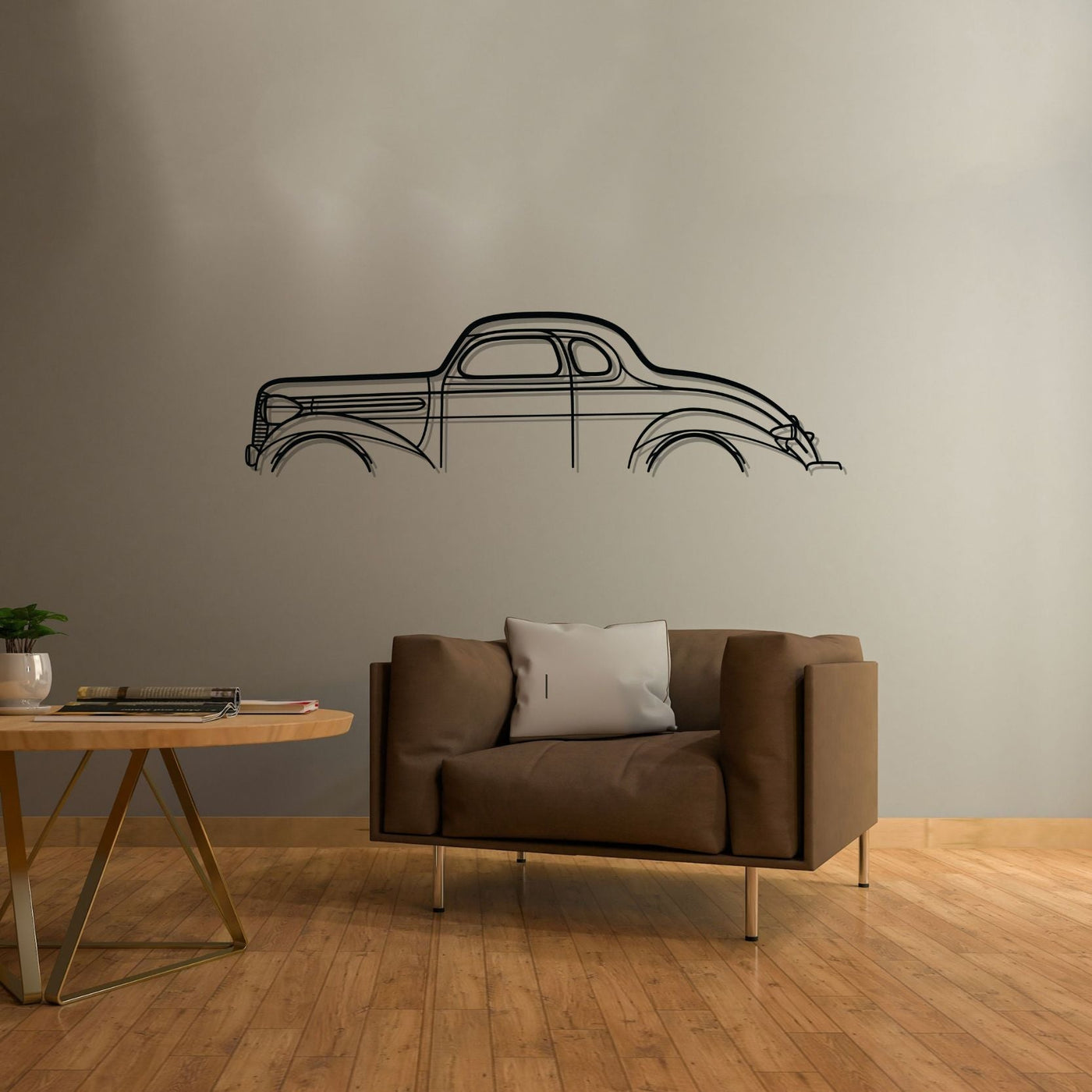 Dodge Coupe 1937 Classic Silhouette Metal Wall Art