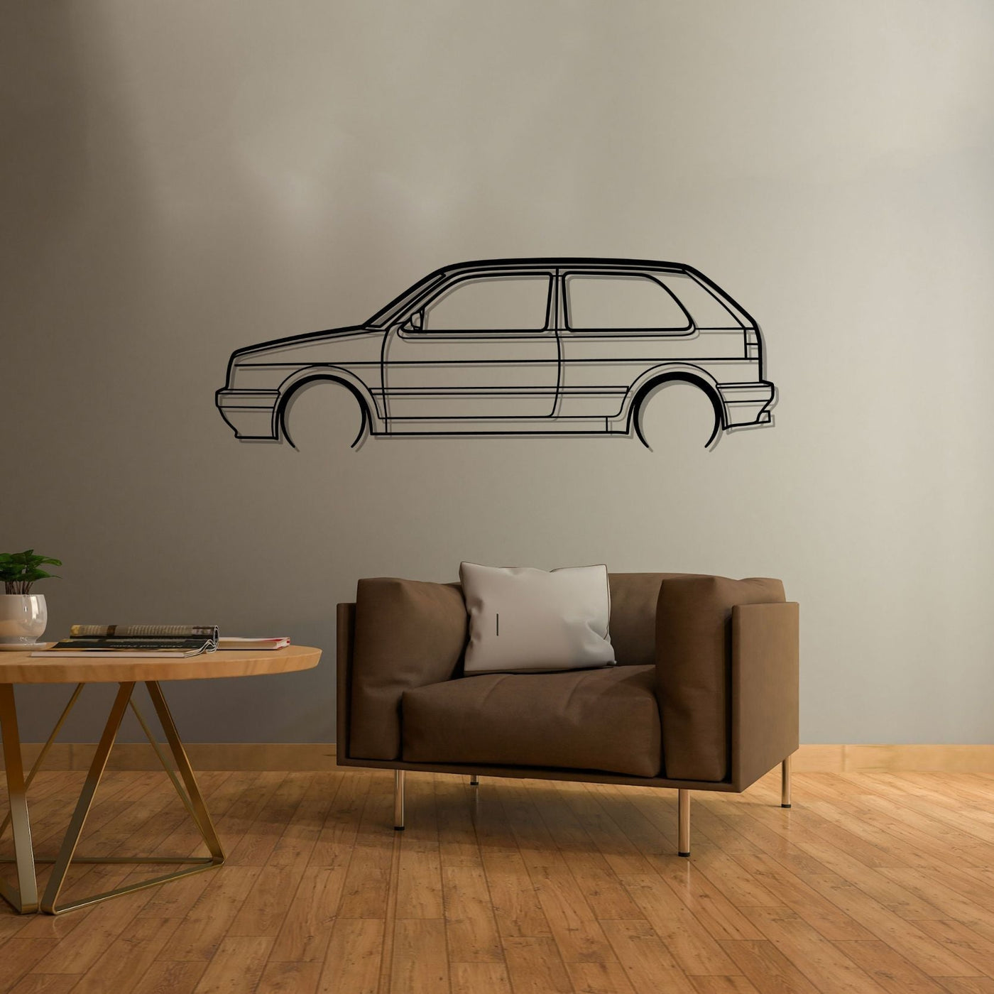 Golf MK2 GTI Detailed Silhouette Metal Wall Art