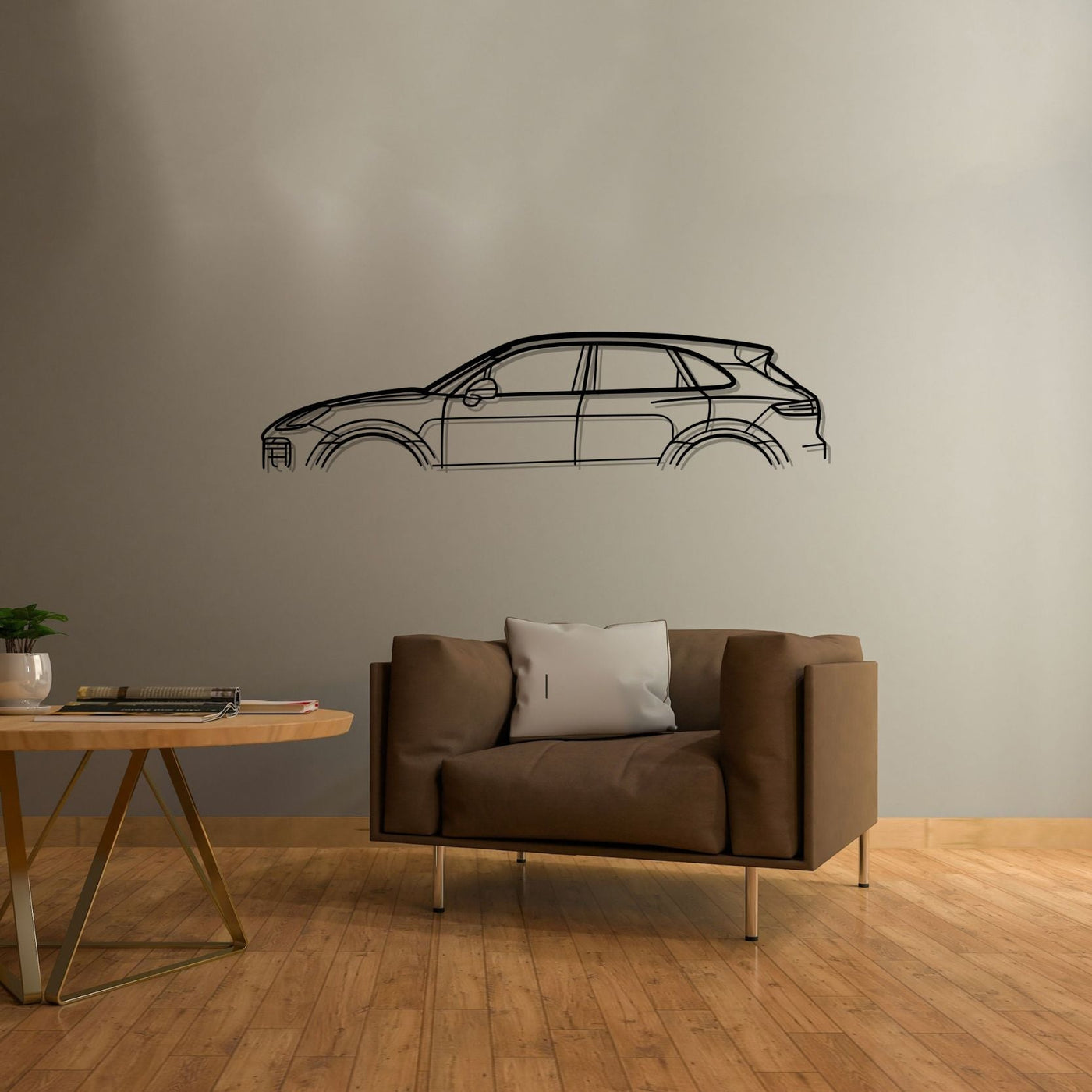 Cayenne Turbo 2020 Classic Silhouette Metal Wall Art