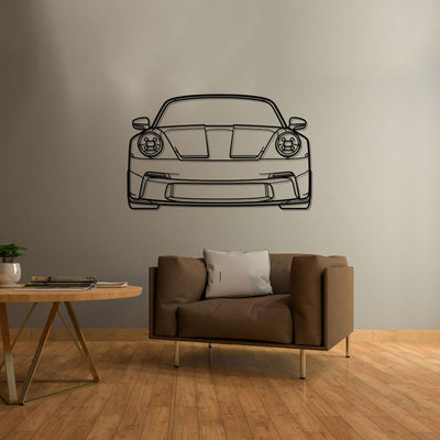 911 GT3 Touring model 992 Front Silhouette Metal Wall Art
