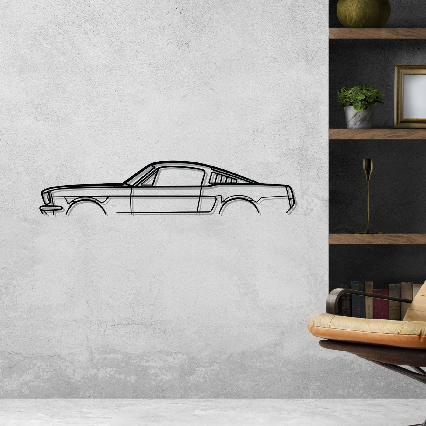 Mustang Fastback 1966 Classic Silhouette Metal Wall Art