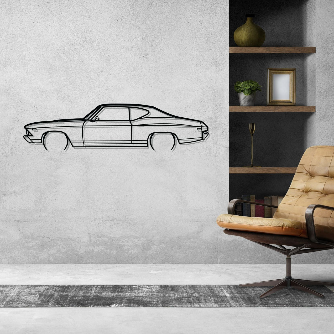 Chevelle SS 1969 Detailed Silhouette Metal Wall Art