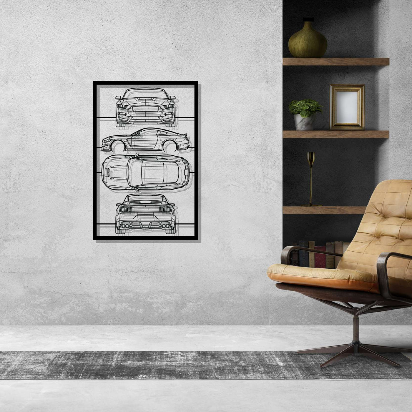 Mustang Shelby GT350 2019 Frame Silhouette Metal Wall Art