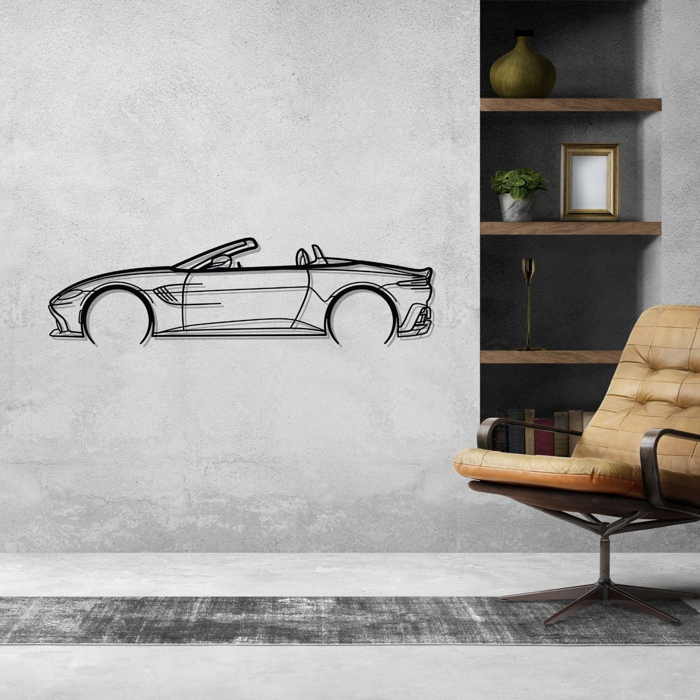 Aston Vantage Cabrio Detailed Silhouette Metal Wall Art
