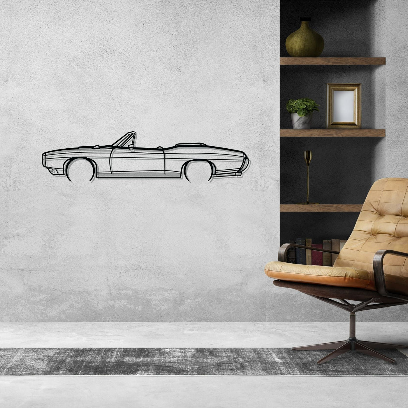 GTO Convertible 1969 Detailed Silhouette Metal Wall Art