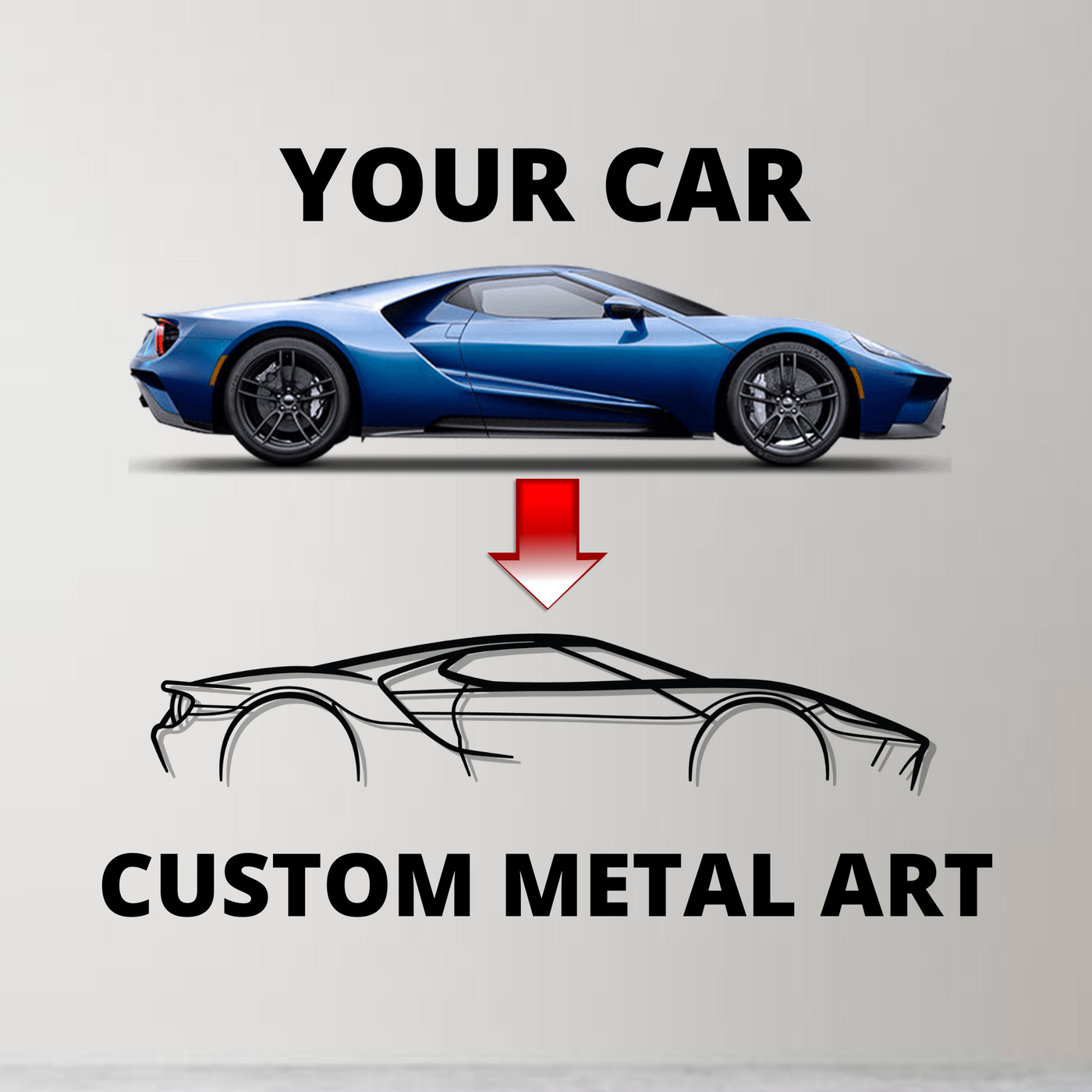 5 GT Turbo Detailed Silhouette Metal Wall Art