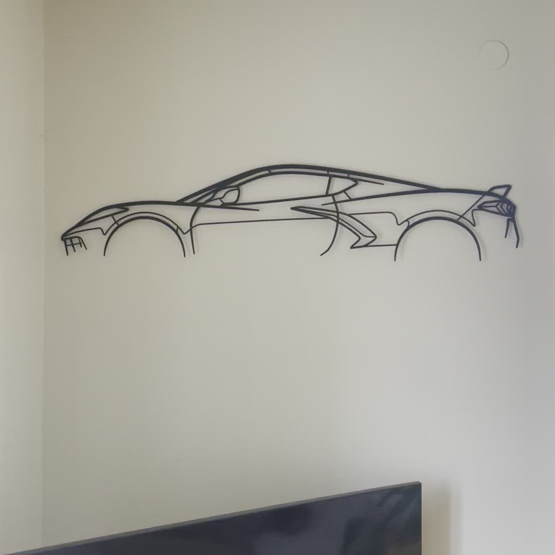 Corvette c8 Classic Silhouette Metal Wall Art