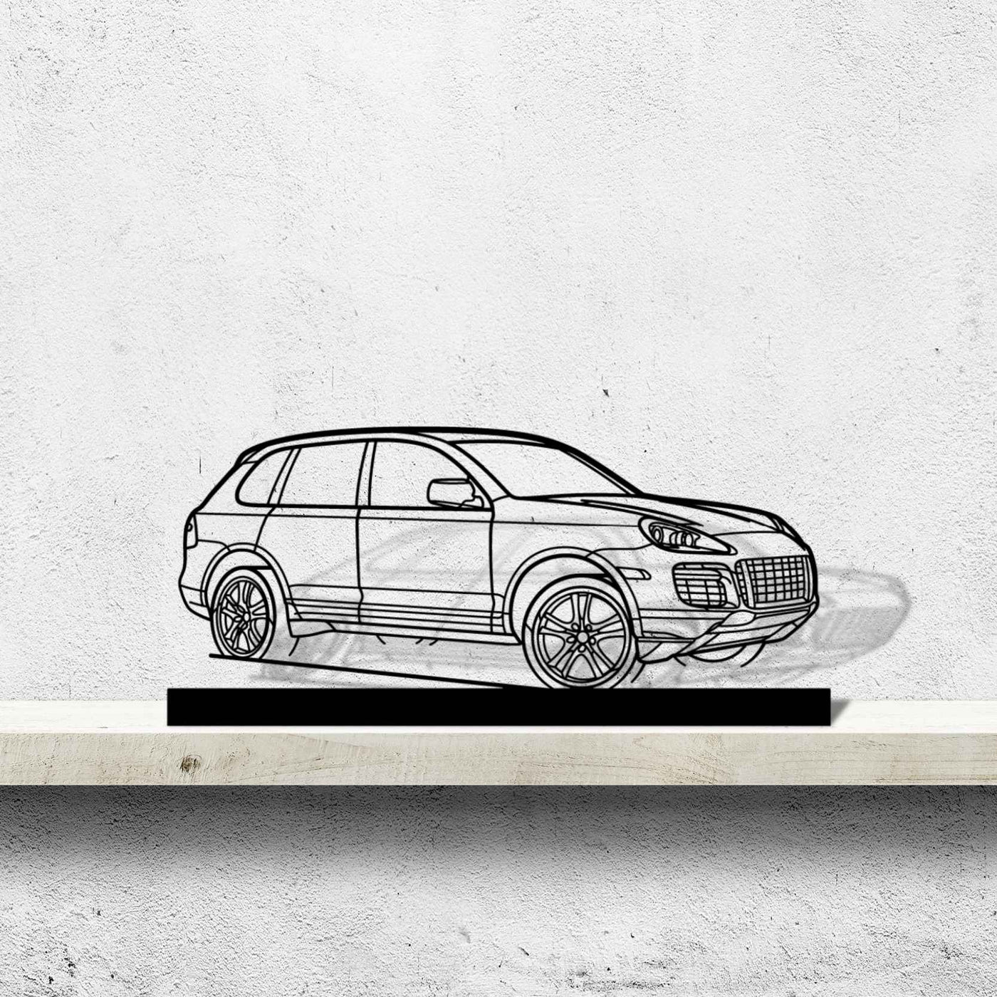 Cayenne Turbo 2007 Angle Silhouette Metal Art Stand